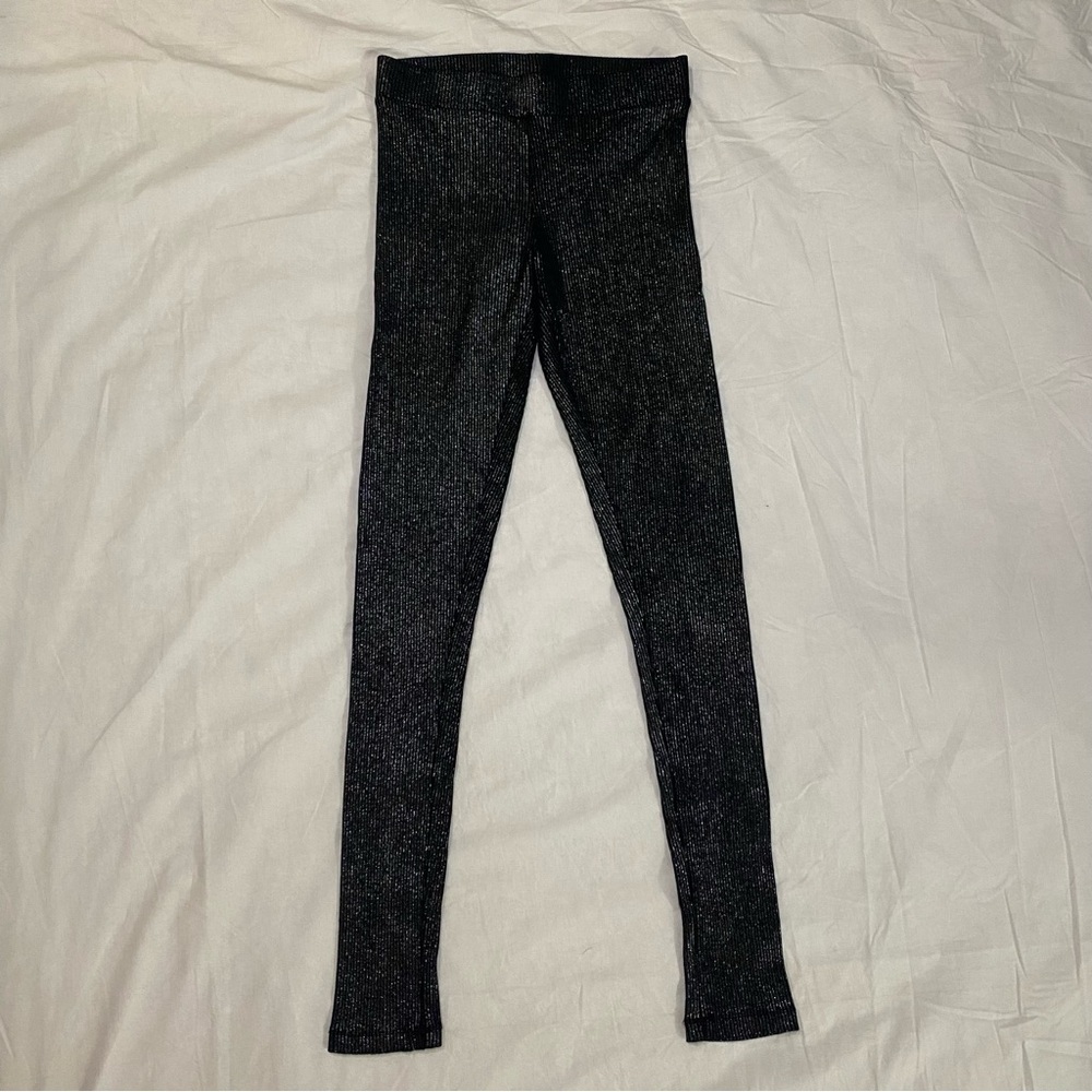 🎈H&M  black sparkly pull on leggings yoga party casual